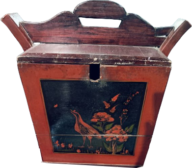 民国时期传统中式红漆彩绘木制保温茶桶